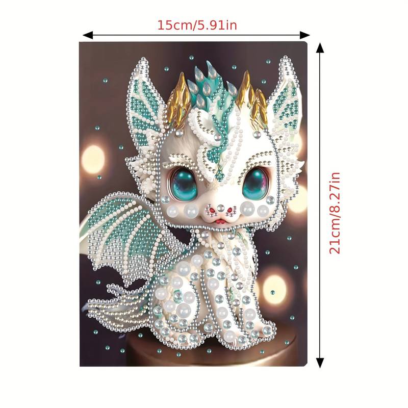 Crystal Art Diamond Painting Notebook White Dragon Notebook - Temu